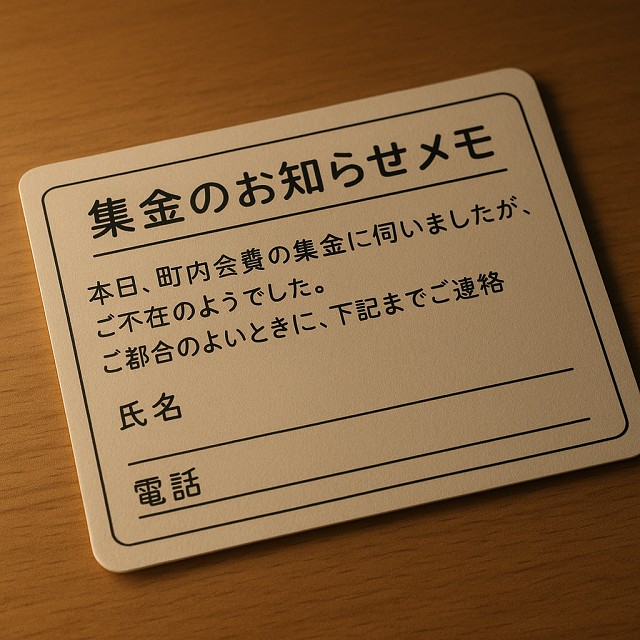 不在家庭必見！町内会費の集金メモでスムーズ回収